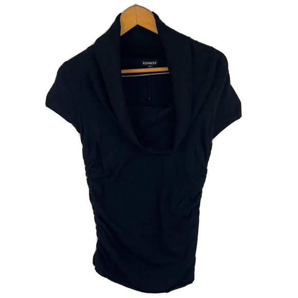 Express Black Sweater Dress size Medium Turtleneck Short Sleeve Women's Rayon - Picture 1 of 9